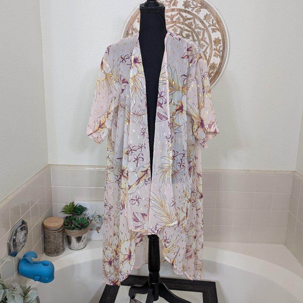Gypsies & Moondust Sheer Floral Kimono - Size XS